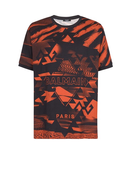 Balmain All Over Printed T-shirt With Balmain Logo Multicolor | TURBOHF-25