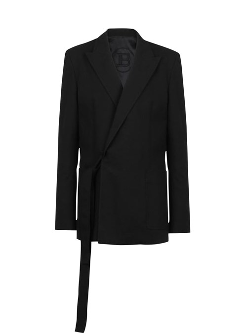 Balmain Asymmetrical Cotton Blazer Black | HPUDOLE-47