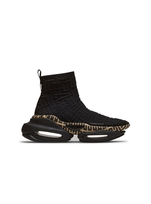 Balmain B-bold Knit High-top Trainers With Balmain Monogram Black | ITHSCNX-17