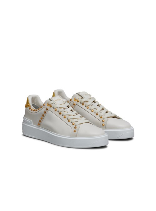 Balmain B-court Studded Leather Trainers White | SIBQFZX-21