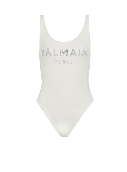 Balmain Balmain Logo Swimsuit White | IDATGMQ-82