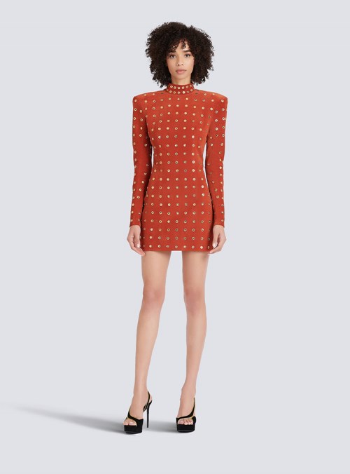 Balmain Balmain X Netflix -short Suede Dress Brown | PJHDTNG-51