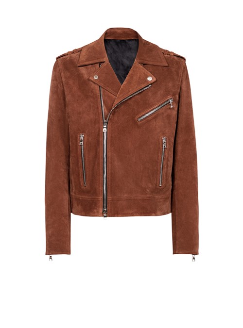 Balmain Balmain X Netflix -suede Biker Jacket Brown | SMLWFIC-76