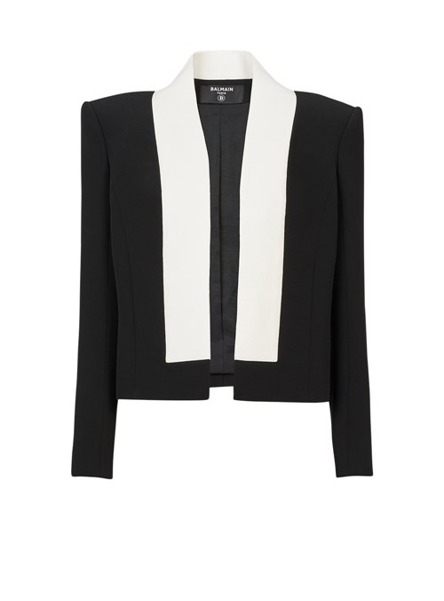 Balmain Bicolor Eco-designed Crepe Spencer Jacket Black | UCMSLXJ-47