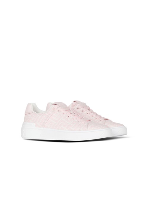 Balmain Bicolor Jacquard B-court Sneakers Pink | JSRZFPL-91