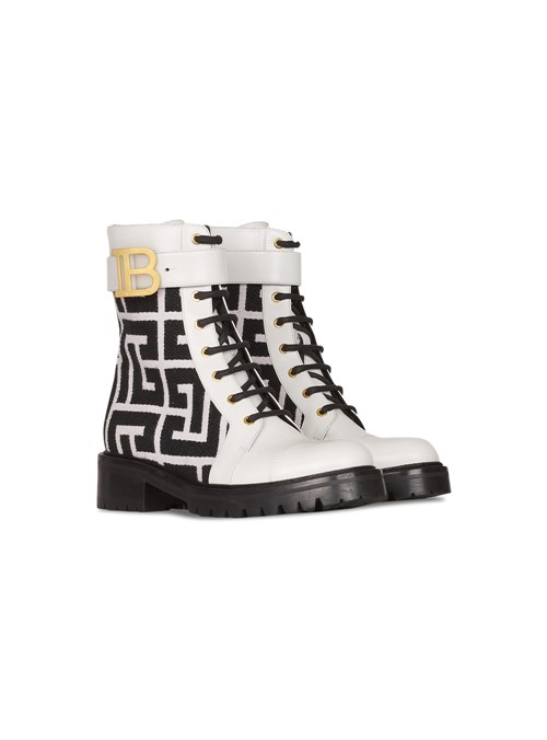 Balmain Bicolor Jacquard Ranger Romy Ankle Boots With Balmain Monogram Black | PHVUQOL-87