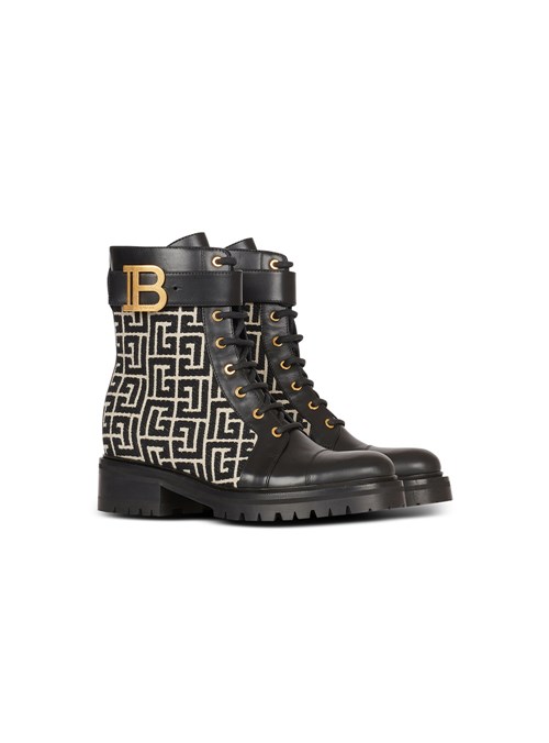 Balmain Bicolor Jacquard Ranger Romy Ankle Boots Black | XUMHITL-73