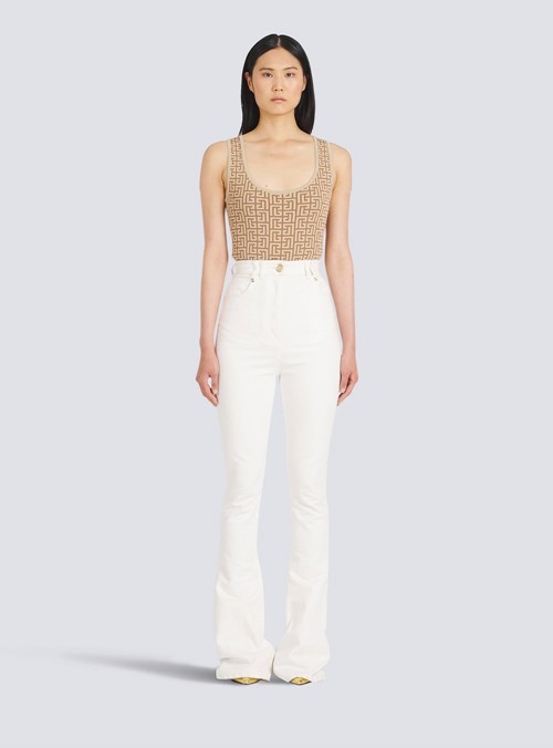 Balmain Bootcut Jeans White | TDNQIWB-90