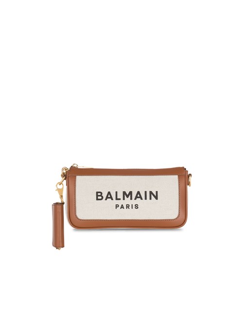 Balmain Canvas B-army Clutch Bag With Leather Panels Beige | NDUSRJY-58