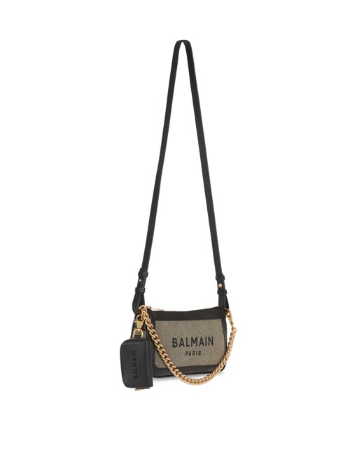 Balmain Canvas B-army Clutch Bag With Leather Panels Khaki | ZMBILUS-65