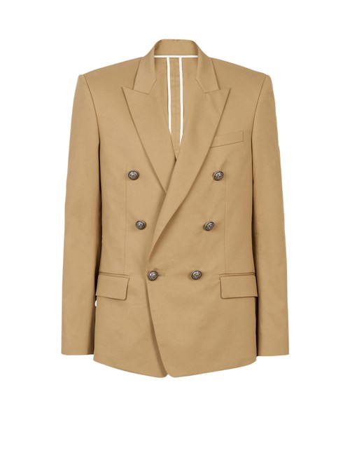 Balmain Cotton Blazer With Double-breasted Silver-tone Buttoned Fastening Beige | BDVFKTH-56