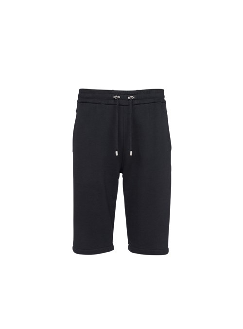 Balmain Cotton Shorts With Flocked Balmain Paris Logo Black | DPTKYEU-73