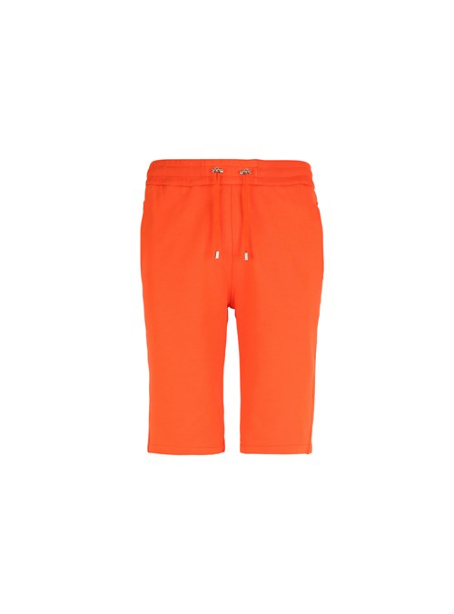 Balmain Cotton Shorts With Flocked Balmain Paris Logo Orange | QWKMSJB-54