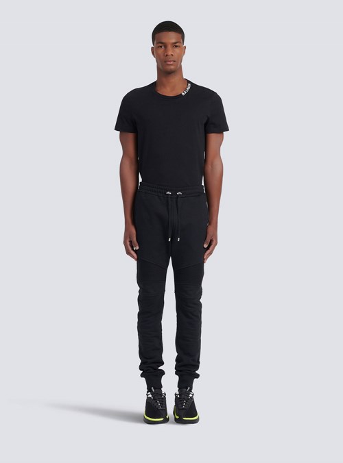 Balmain Cotton Sweatpants With Balmain Paris Logo Black | ZXETGDR-62