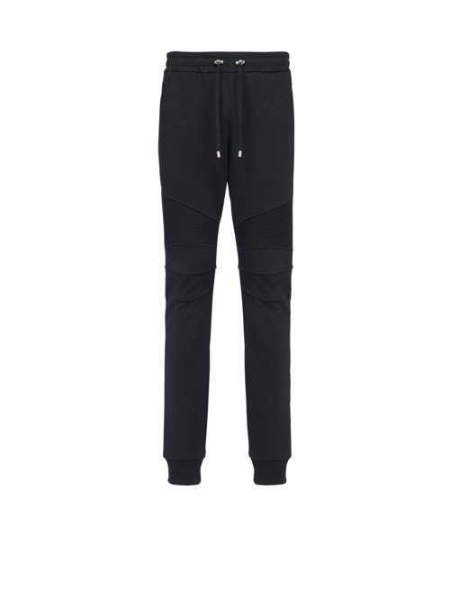 Balmain Cotton Sweatpants With Flocked Balmain Paris Logo Black | EVRCWGN-16