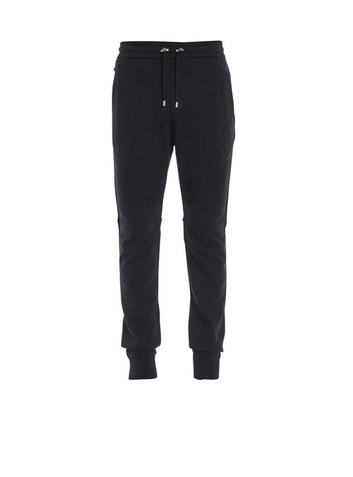 Balmain Cotton Sweatpants With Flocked Balmain Paris Logo Black | GUSAHWO-81