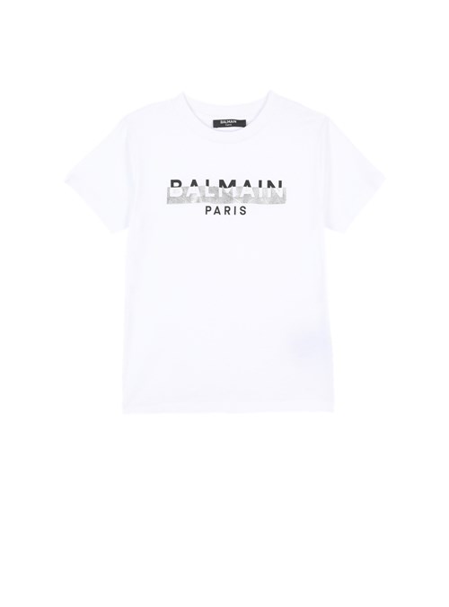 Balmain Cotton T-shirt With Balmain Logo White | HVPWYAO-56