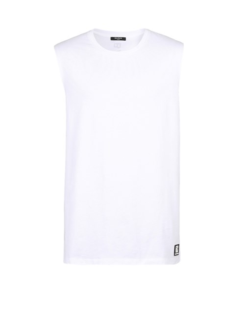 Balmain Cotton T-shirt With Balmain Logo Print White | QBNOWJL-29