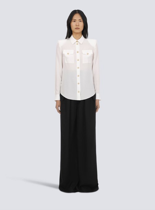 Balmain CrêPe De Chine Shirt White | BSWEVQK-02