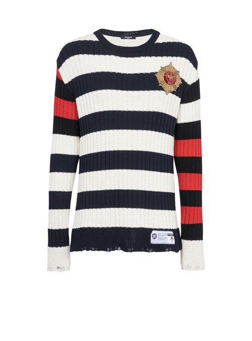 Balmain Destroyed Nautical Sweater Multicolor | EKYRMVL-07