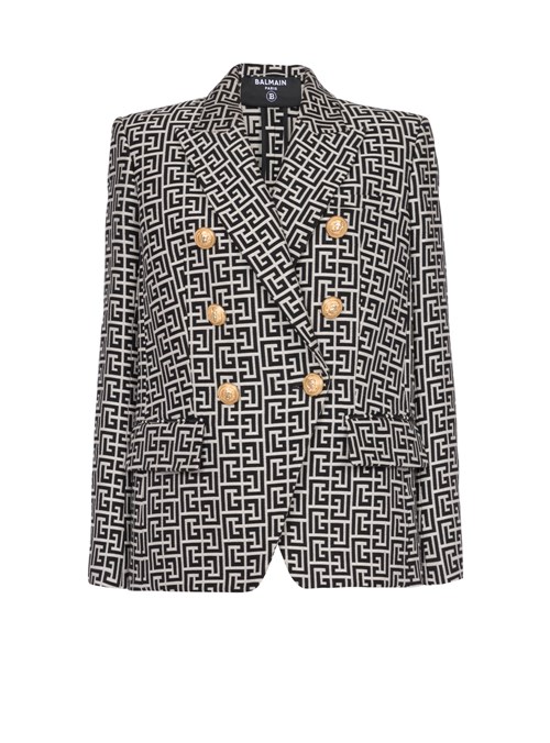 Balmain Double-buttoned Jacquard Jacket Black | UCYXMQJ-49