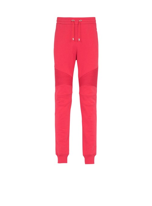 Balmain Eco-designed Cotton Sweatpants With Black Balmain Logo Print Red | VGERXTP-73