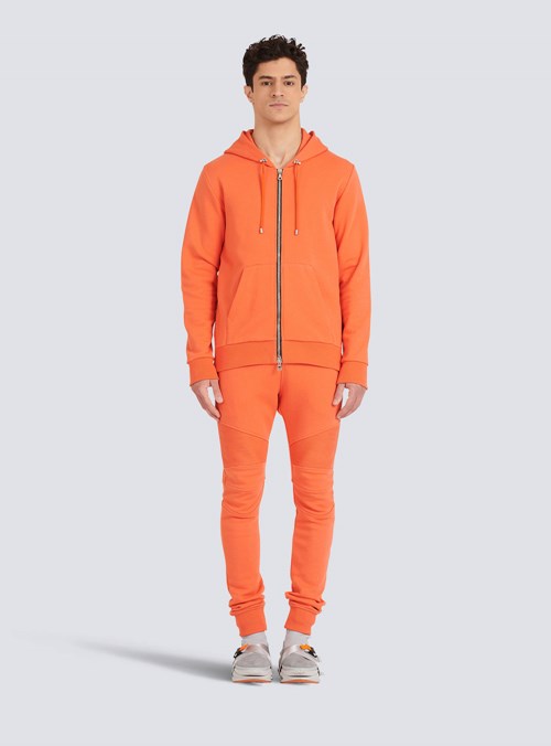 Balmain Eco-designed Cotton Sweatshirt With Balmain Logo Print Orange | CGPKQSD-25