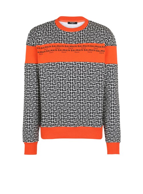 Balmain Eco-designed Cotton Sweatshirt With Balmain Monogram Logo Print Orange | DKBPLGM-46