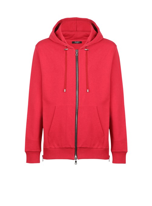 Balmain Eco-designed Cotton Sweatshirt With Balmain Logo Print Red | FHKZQOG-82