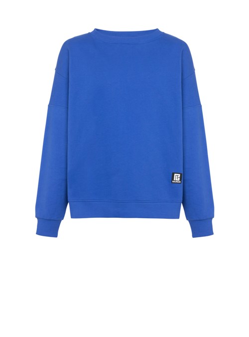 Balmain Eco-designed Cotton Sweatshirt With Balmain Logo Print Navy | IHASTGQ-24