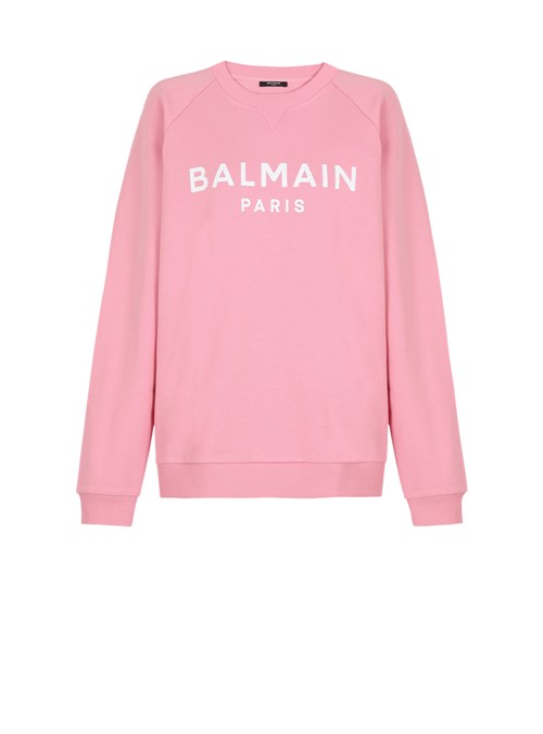 Balmain Eco-designed Cotton Sweatshirt With Balmain Logo Print Pink | VZGLPHC-60