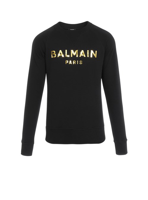 Balmain Eco-designed Cotton Sweatshirt With Balmain Paris Logo Print Gold | YSDHGUE-80