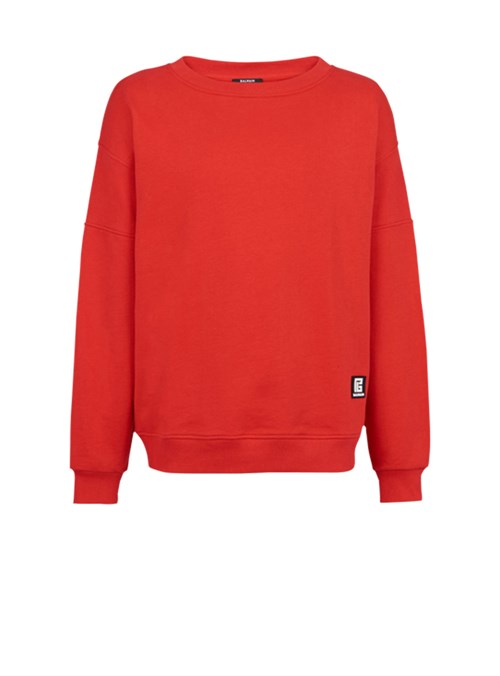 Balmain Eco-designed Cotton Sweatshirt With Balmain Logo Print Red | ZRMVXFA-47