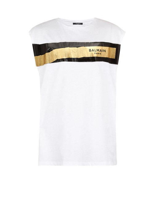 Balmain Eco-designed Cotton T-shirt With Balmain Logo Print White | ACVPQXY-74