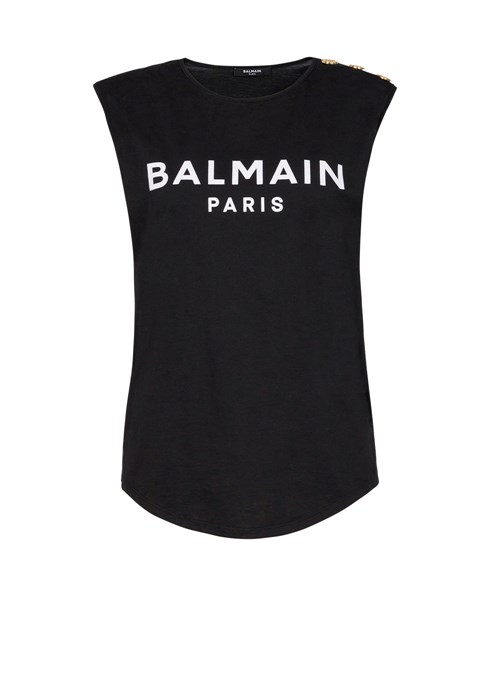 Balmain Eco-designed Cotton T-shirt With Balmain Logo Print Black | AHTYBKI-45