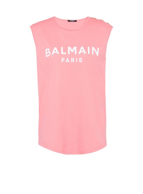 Balmain Eco-designed Cotton T-shirt With Balmain Logo Print Pink | CDLIYQT-75