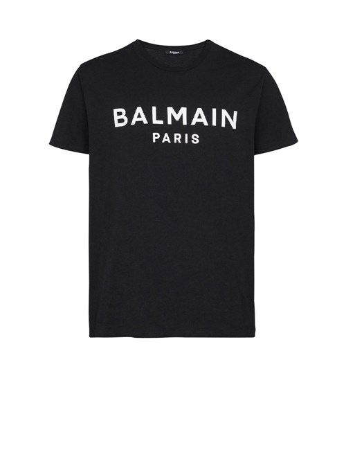 Balmain Eco-designed Cotton T-shirt With Balmain Paris Logo Print Black | FSEDIZQ-48