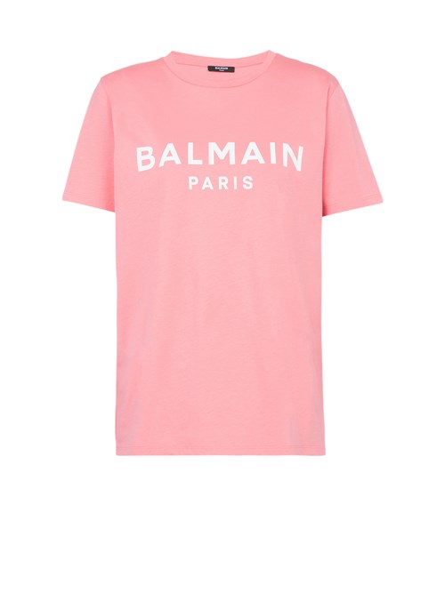 Balmain Eco-designed Cotton T-shirt With Balmain Logo Print Pink | FTPADUL-37