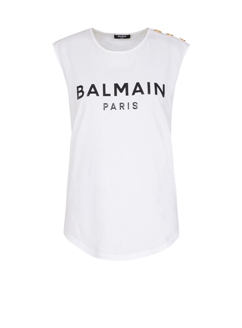 Balmain Eco-designed Cotton T-shirt With Balmain Logo Print White | WZPJOXK-57