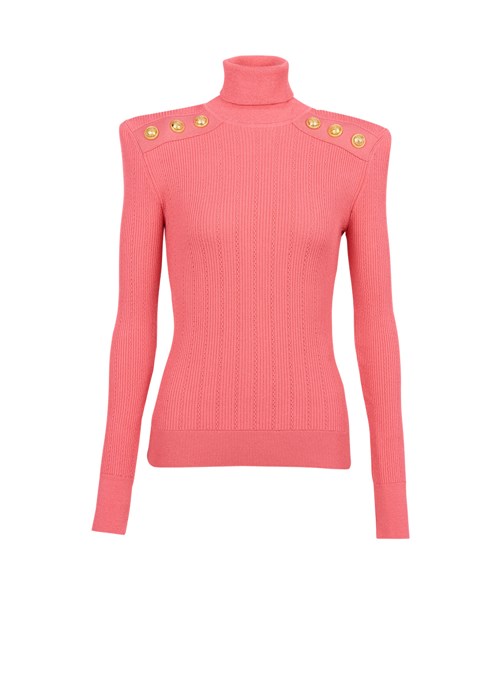 Balmain Eco-designed Sweater With Gold-tone Buttons Pink | YNAWJOM-39