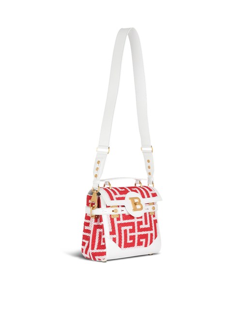 Balmain High Summer Capsule - Bicolor Jacquard B-buzz 23 Bag With Leather Panel Red | PFMICZJ-12