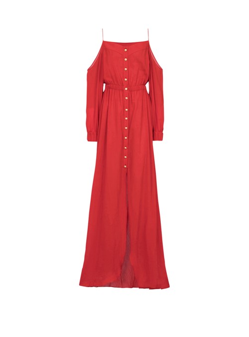 Balmain High Summer Capsule - Long Cotton Dress Red | VZBXQMP-94