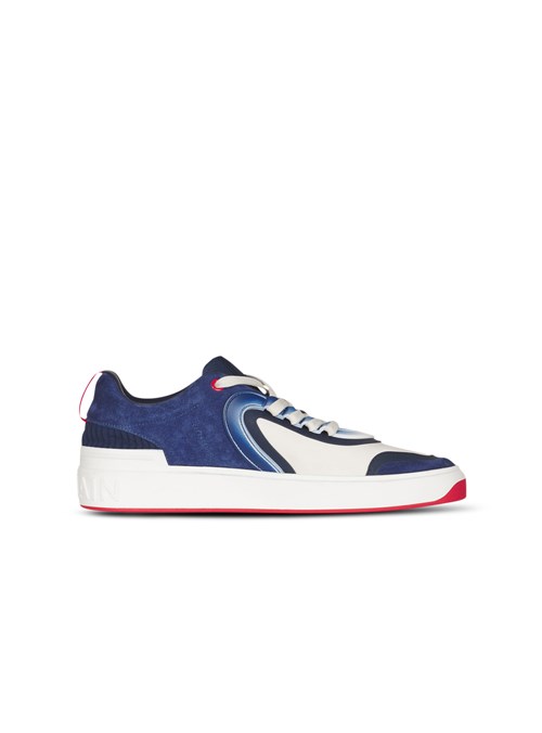 Balmain High Summer Capsule -calfskin And Suede B-skate Sneakers Navy | XUNGDAQ-86