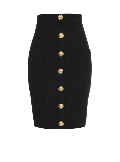 Balmain High-waisted Wool Skirt Black | GCNMKLU-50