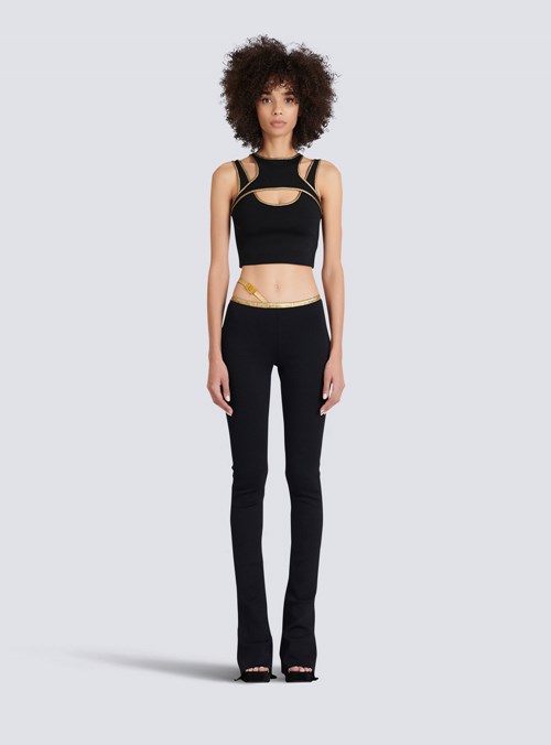 Balmain Knit Bootcut Pants Black | RMBPLHV-37