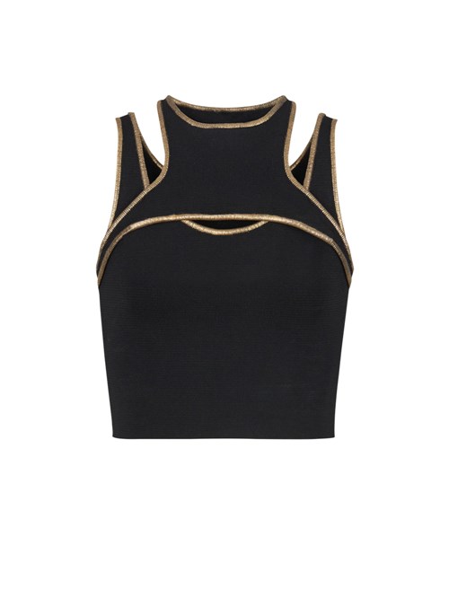 Balmain Knit Crop Top Black | FJBOVSH-97