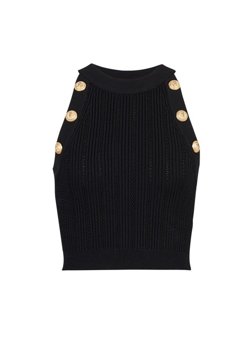 Balmain Knit Crop Top Black | NJCOTIR-12