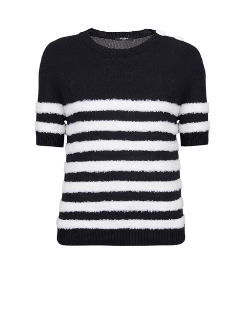 Balmain Knit T-shirt Black | TFBGEWX-23