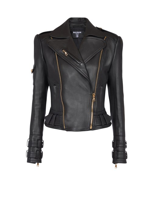 Balmain Leather Biker Jacket Black | YDMLGBE-10