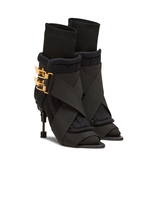 Balmain Mecano Knit Ankle Boots Black | WLMFSAX-38